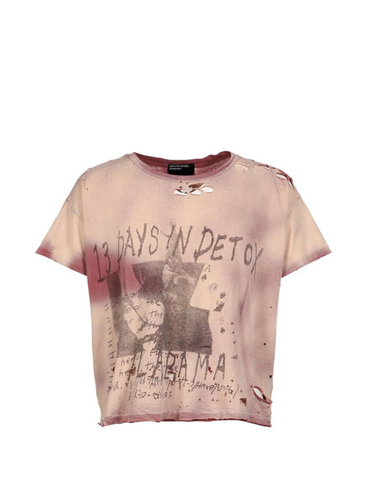 13 Day in Detox Distressed Printed Cotton-Jersey T-Shirt 01-0942 DESTROYED BROWN ENFANTS RICHES DÉPRIMÉS 