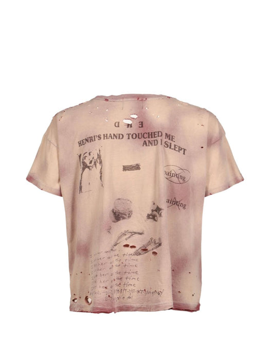 13 Day in Detox Distressed Printed Cotton-Jersey T-Shirt 01-0942 DESTROYED BROWN ENFANTS RICHES DÉPRIMÉS 