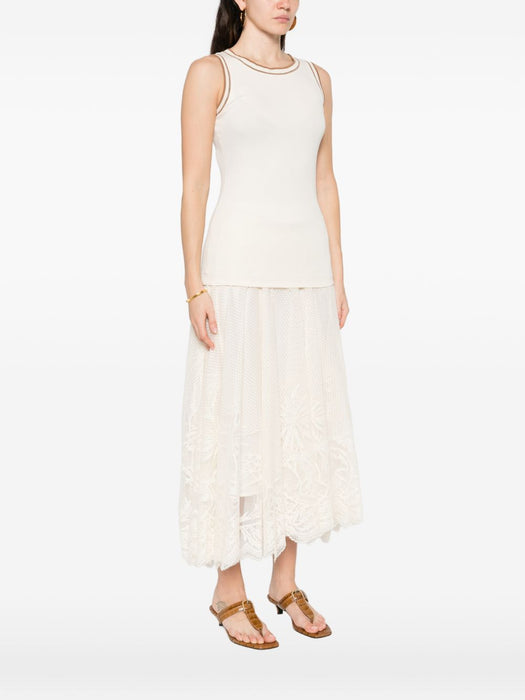 contrast-trim sleeveless tank top<BR/><BR/> JED276F602M203 VR1 FABIANA FILIPPI 
