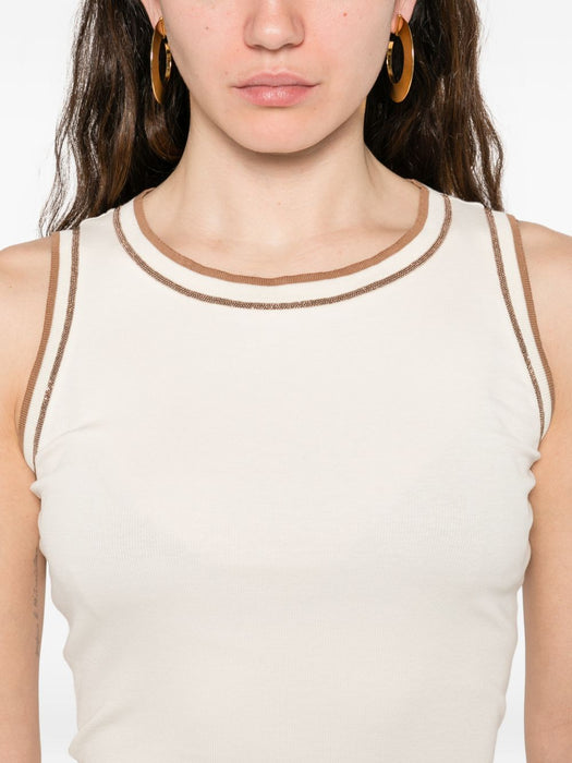 contrast-trim sleeveless tank top<BR/><BR/> JED276F602M203 VR1 FABIANA FILIPPI 