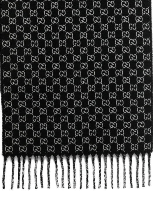 gg-monogram fringed-detail scarf 852038 4GAKX1063 GUCCI 