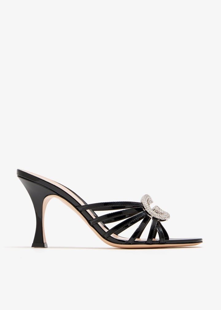 Women's slide sandal with crystal Interlocking G 852663 BNC001000 GUCCI 