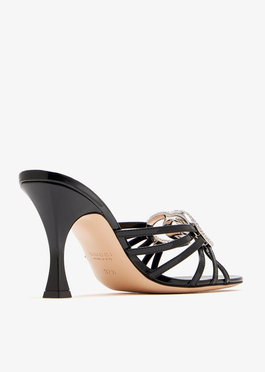 Women's slide sandal with crystal Interlocking G 852663 BNC001000 GUCCI 