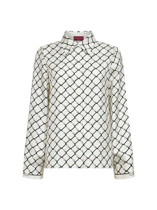 White printed silk twill shirt 852949 ZAUMY9097 GUCCI 