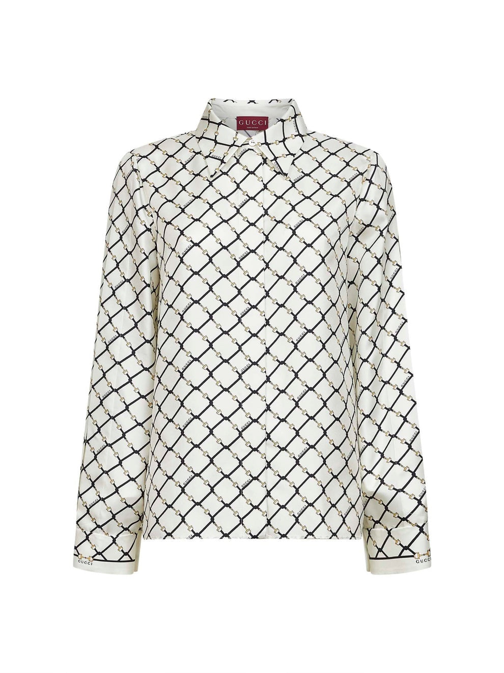 White printed silk twill shirt 852949 ZAUMY9097 GUCCI 