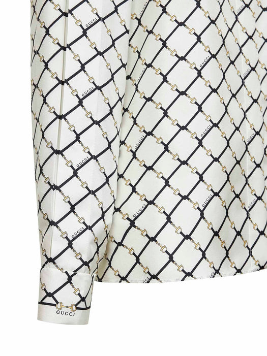 White printed silk twill shirt 852949 ZAUMY9097 GUCCI 