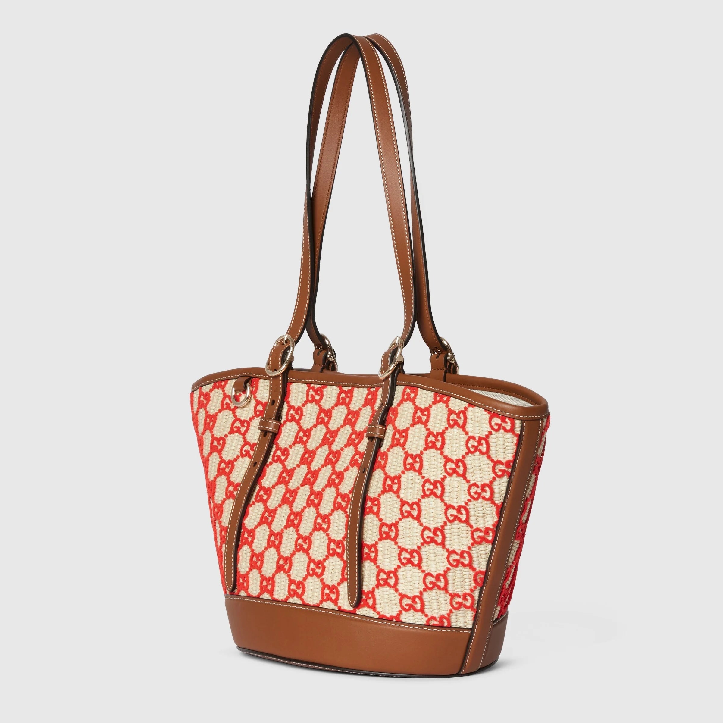 GG Small raffia-effect tote bag<BR/> 856098 FAFKK9342 GUCCI 