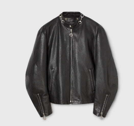 Leather jacket with Horsebit 864931 XNBCJ1000 GUCCI 