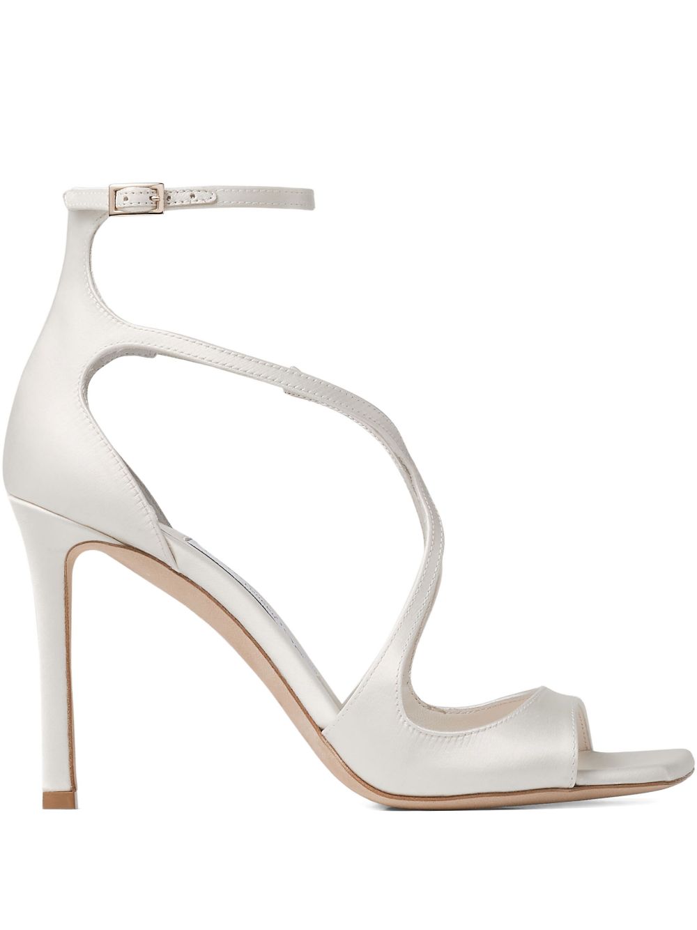Latte Patent Leather Sandals AZIA 95 SAT IVORY JIMMY CHOO 