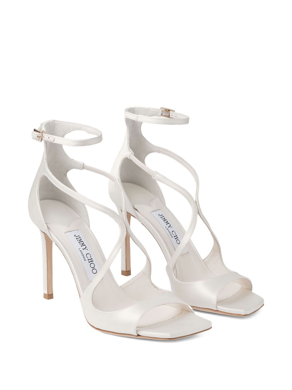 Latte Patent Leather Sandals AZIA 95 SAT IVORY JIMMY CHOO 