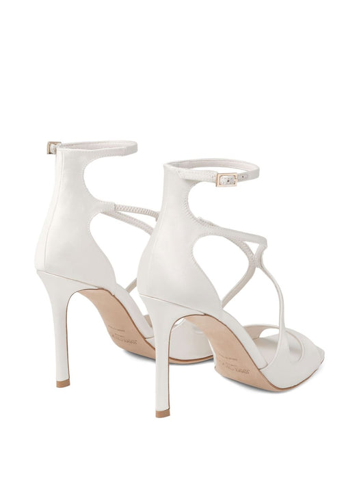 Latte Patent Leather Sandals AZIA 95 SAT IVORY JIMMY CHOO 
