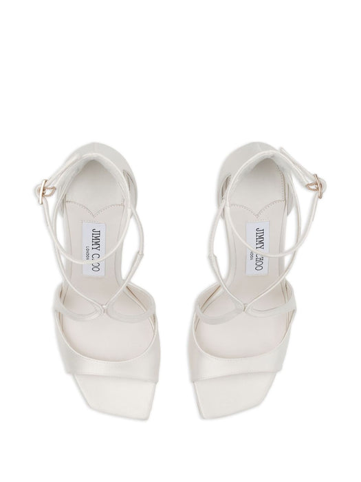 Latte Patent Leather Sandals AZIA 95 SAT IVORY JIMMY CHOO 