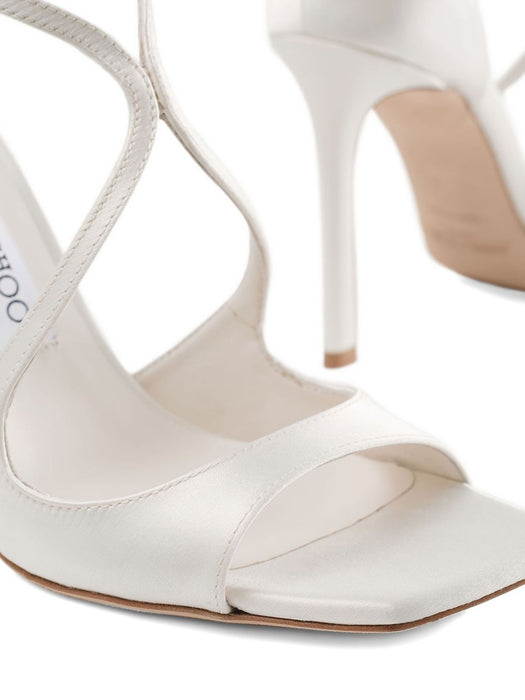 Latte Patent Leather Sandals AZIA 95 SAT IVORY JIMMY CHOO 