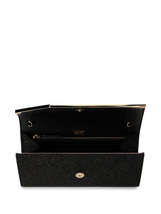 Emmie glitter clutch bag EMMIE GQI BLACK/LIGHT GOLD JIMMY CHOO 
