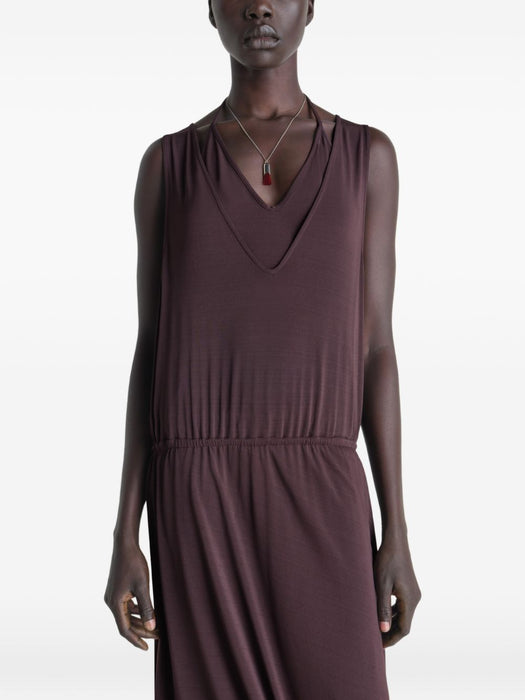 Draped V-neck midi dress DR1146 LJ1050BR523 LEMAIRE 