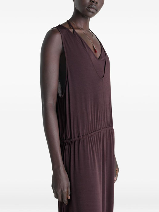 Draped V-neck midi dress DR1146 LJ1050BR523 LEMAIRE 