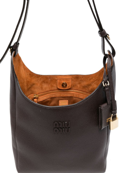 Dark Brown Leather Shoulder Bag 5BE098 2IFLF0ZKS MIU MIU 