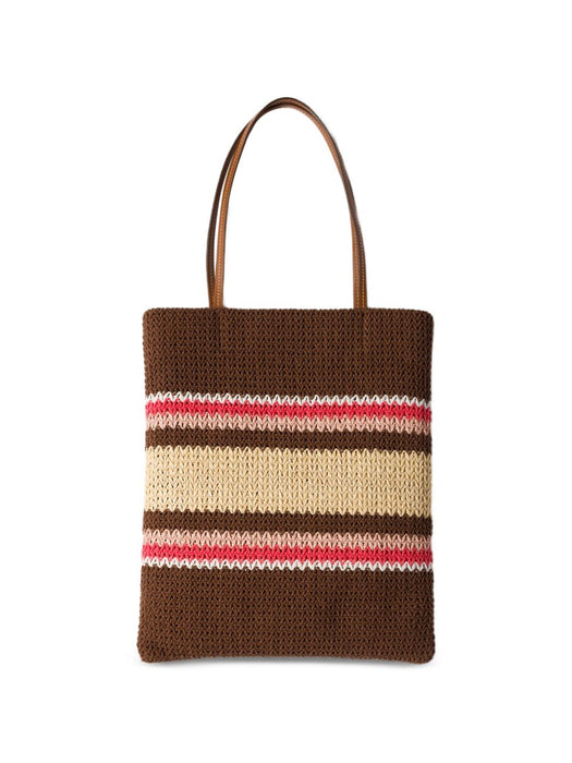 Woven-motif striped tote bag 5BG248 V OR1 2DO3F05CP MIU MIU 