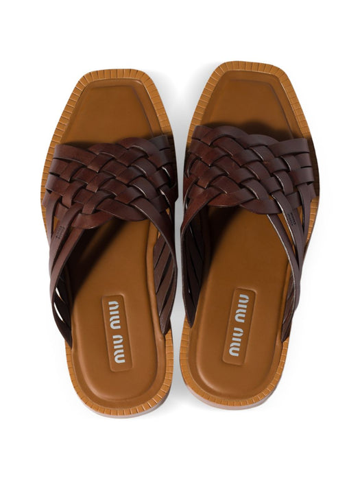 Woven leather slides 5XX678 F A015 3ZN8F0201 MIU MIU 