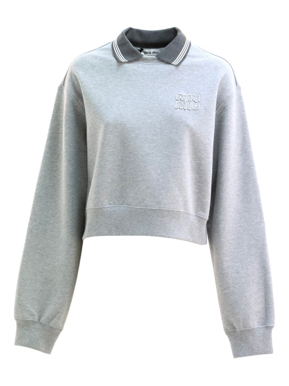 ribbed-collar embroidered sweatshirt MJLA15 S OOO 18ZXF0031 MIU MIU 