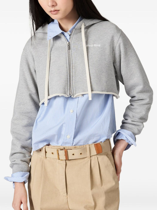 raw-cut zip-up cropped hoodie MJLA25 S OOO 182JF0031 MIU MIU 
