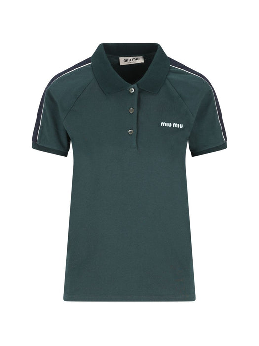 Bottle Green Cotton Polo Shirt MJNA19 S OOO 182DF0R3V MIU MIU 