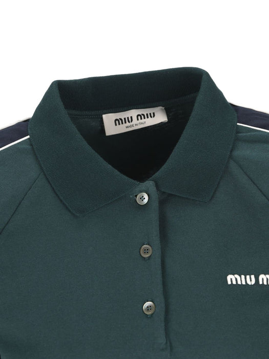 Bottle Green Cotton Polo Shirt MJNA19 S OOO 182DF0R3V MIU MIU 