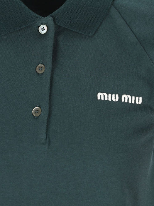 Bottle Green Cotton Polo Shirt MJNA19 S OOO 182DF0R3V MIU MIU 
