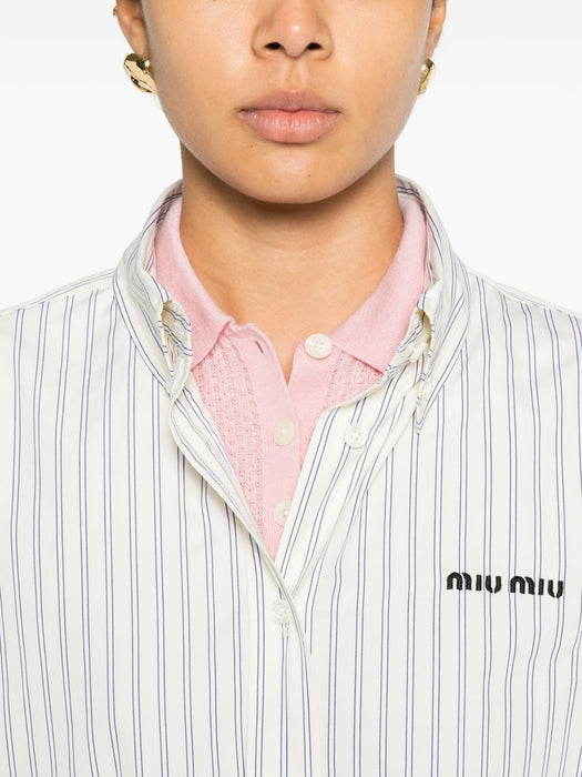 Miu Miu Striped Cotton Shirt MK1659 S OOO 180UF0061 MIU MIU 
