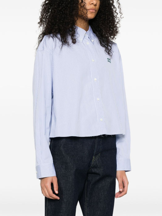 striped logo-embroidered shirt MK1659 S OOO 19EAF0UB3 MIU MIU 