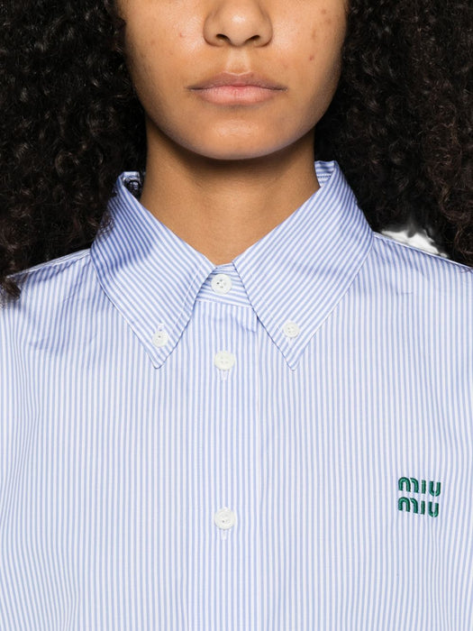 striped logo-embroidered shirt MK1659 S OOO 19EAF0UB3 MIU MIU 