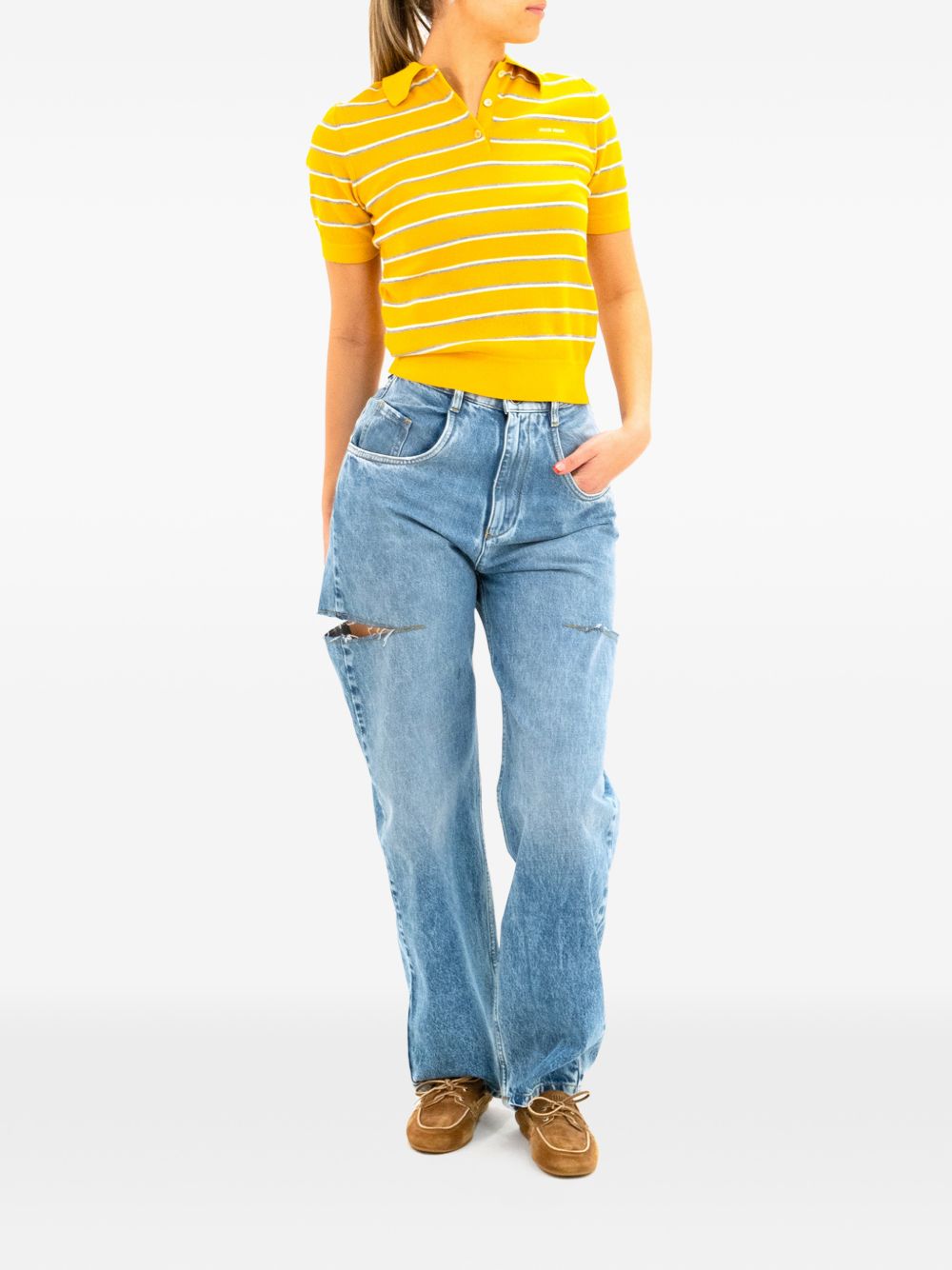 striped short-sleeve top MMLB35 S OOO 183MF0010 MIU MIU 