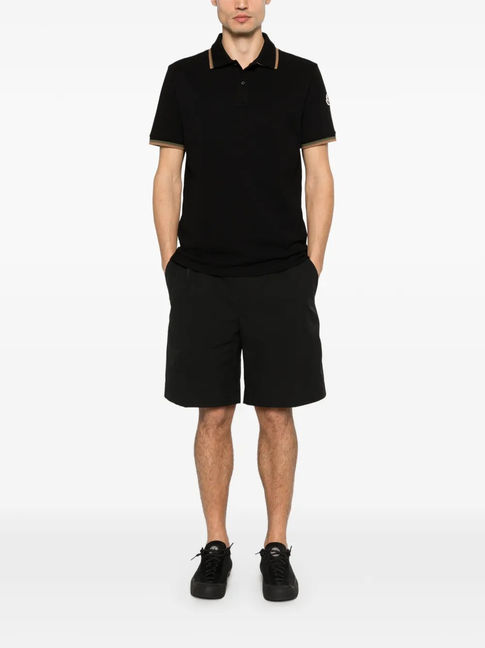 Ribbed trim logo patch polo shirt L1-091-8A000-05-89A16 999 MONCLER 