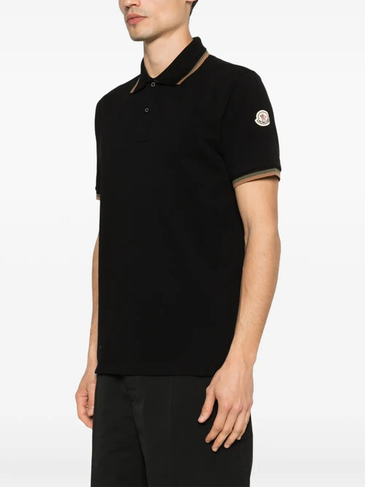 Ribbed trim logo patch polo shirt L1-091-8A000-05-89A16 999 MONCLER 