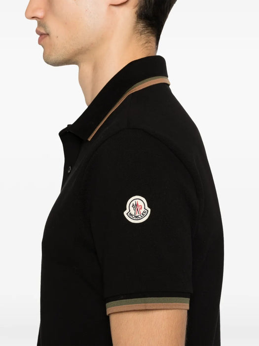 Ribbed trim logo patch polo shirt L1-091-8A000-05-89A16 999 MONCLER 