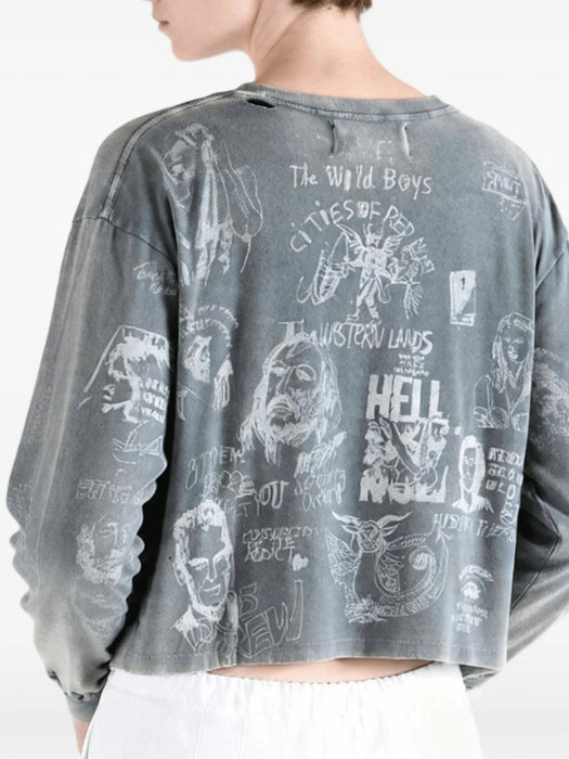 Bethlehem graphic-print distressed T-shirt 3U005Q1010VBK VINTAGE BLACK PALY HOLLYWOOD 