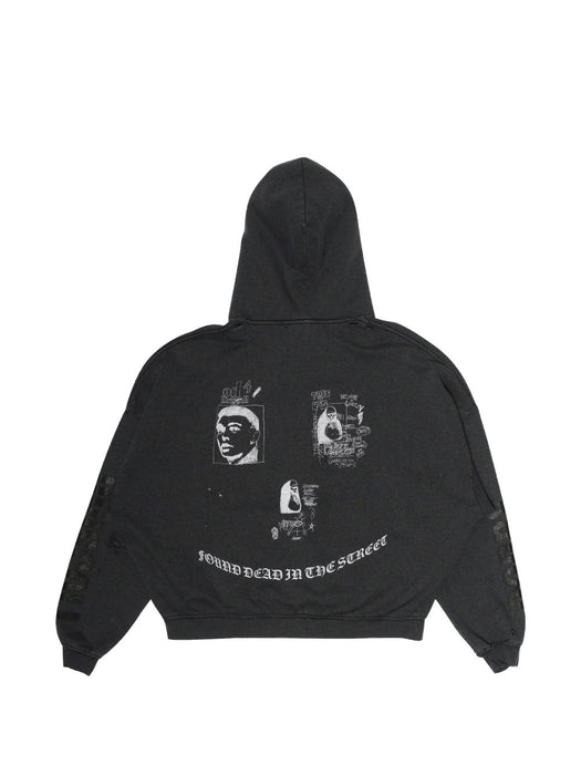 Embroidered distressed hoodie 4U004Q1010VBK VINTAGE BLACK PALY HOLLYWOOD 