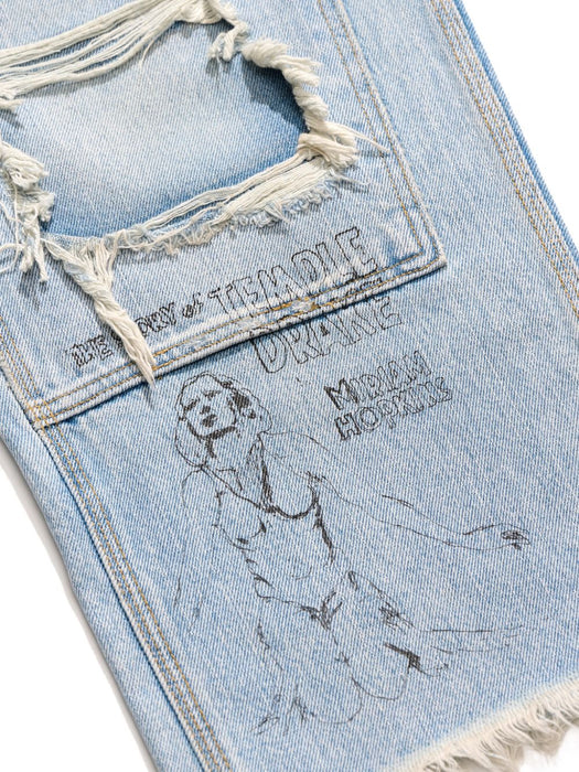 Ripped studded jeans 5U003Q1010LDM DENIM PALY HOLLYWOOD 