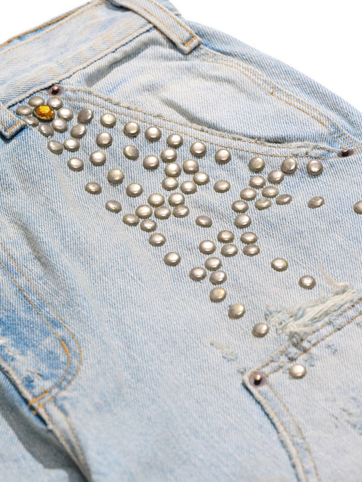 Ripped studded jeans 5U003Q1010LDM DENIM PALY HOLLYWOOD 