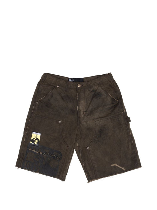 SINNED 4 NOTHING WAXED CANVAS DBL KNEE SHORT 5U009Q1010BRN BROWN PALY HOLLYWOOD 