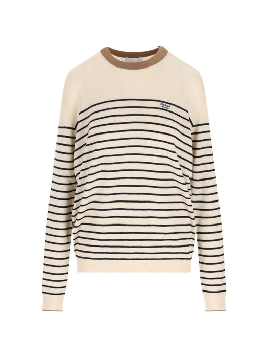 Wool And Cotton Blend Pullover With Jacquard Motif UMF262 S OOO 188YF0018 PRADA 