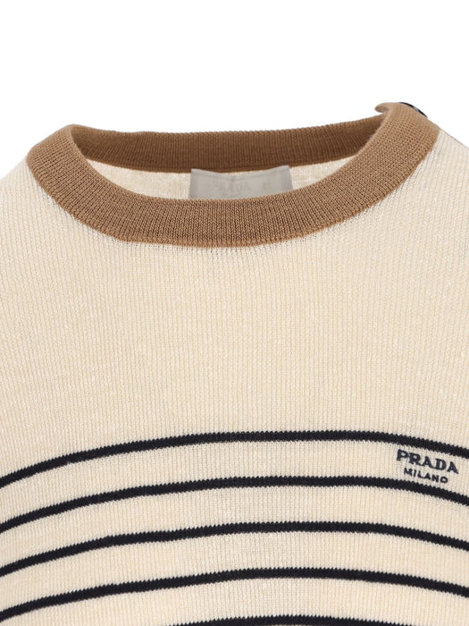 Wool And Cotton Blend Pullover With Jacquard Motif UMF262 S OOO 188YF0018 PRADA 