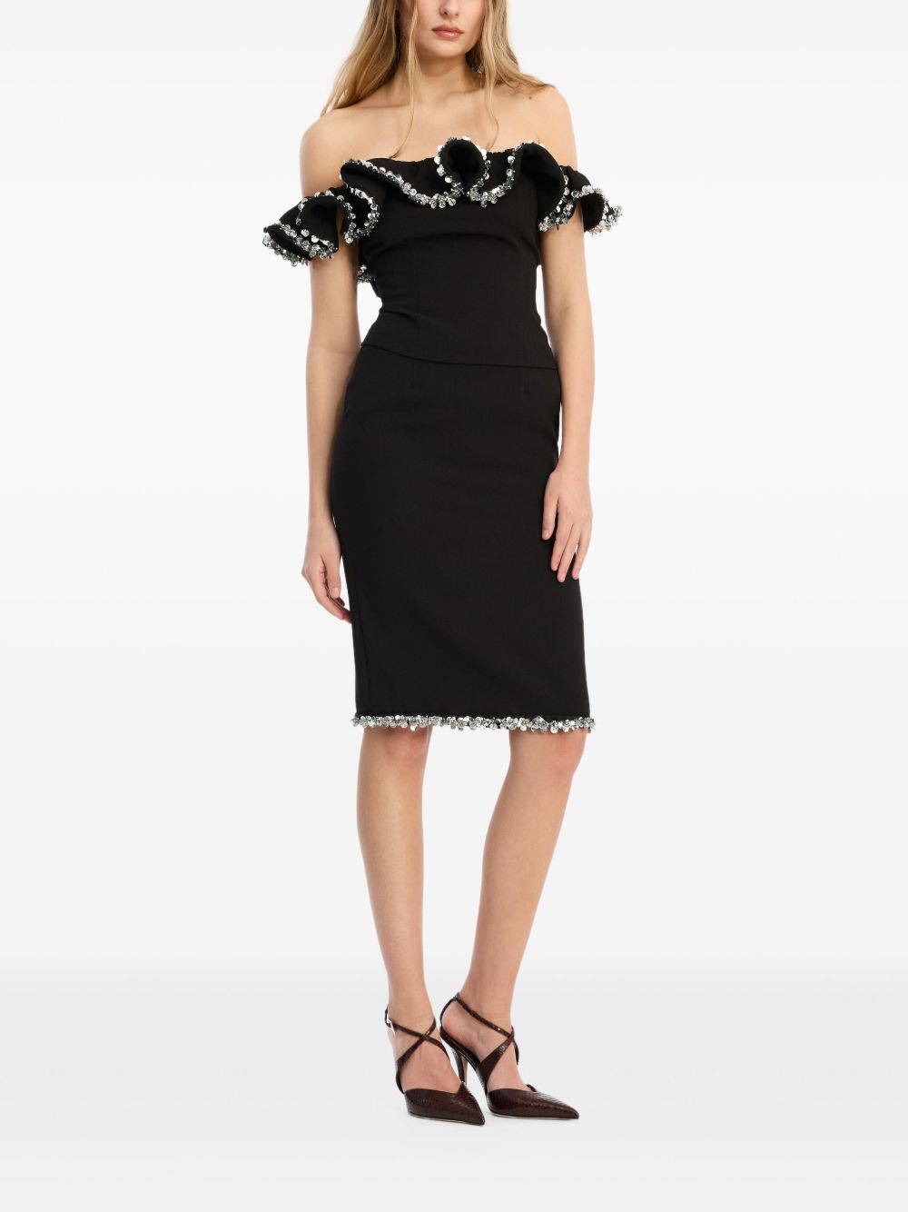 crepe ruffle top 115257100 100 ROTATE 