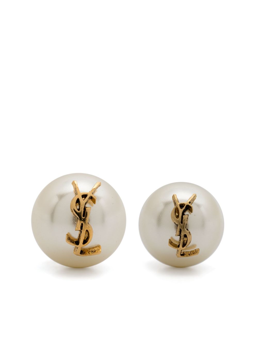 logo-plaque pearl stud earrings 691563 Y15269018 SAINT LAURENT 