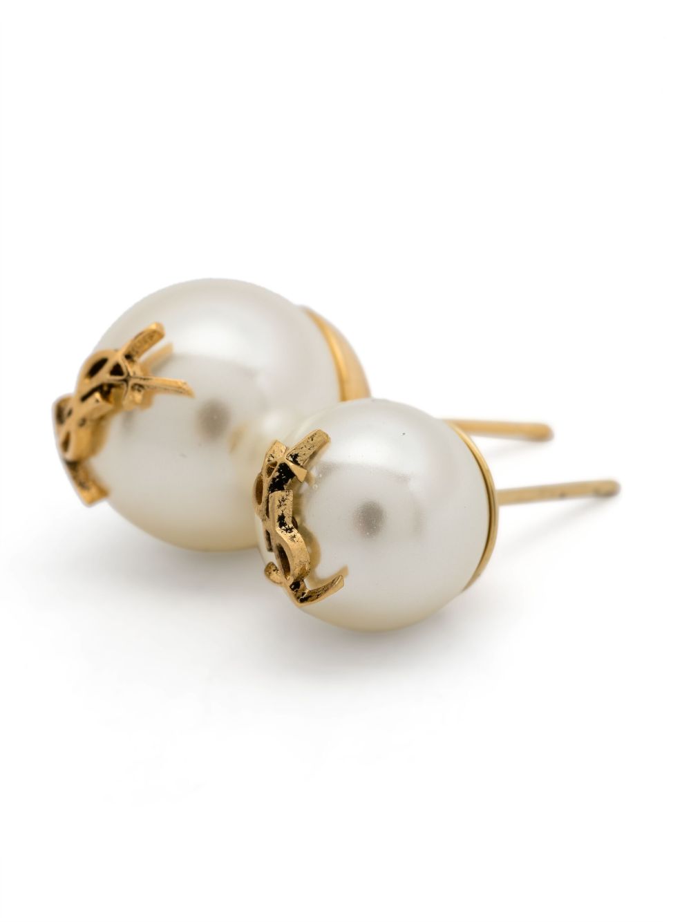 logo-plaque pearl stud earrings 691563 Y15269018 SAINT LAURENT 