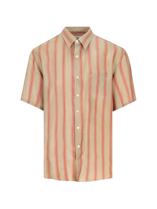 Striped short-sleeve cotton shirt 859781 Y2N339774 SAINT LAURENT 