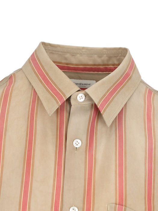 Striped short-sleeve cotton shirt 859781 Y2N339774 SAINT LAURENT 