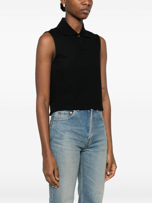 logo-motif polo top<BR/><BR/> 862601 Y37ZE1000 SAINT LAURENT 