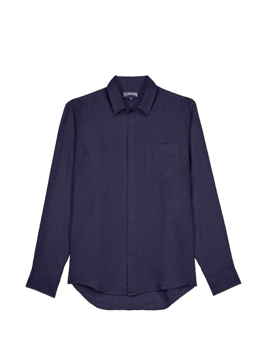 Men Linen Shirt Solid 26163674 390V VILEBREQUIN 