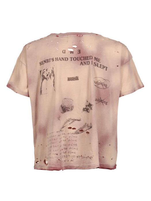 13 Day in Detox Distressed Printed Cotton-Jersey T-Shirt 01-0942 DESTROYED BROWN ENFANTS RICHES DÉPRIMÉS 